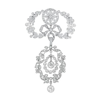 Lot 639 - Belle Epoque Platinum and Diamond Brooch, Cartier