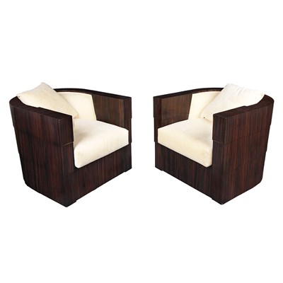 Lot 110 - Pace Collection Pair of Club Chairs Macassar...