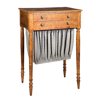 Lot 112 - Federal Bird's-Eye Maple Sewing Table 19th...