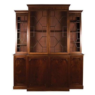 Lot 528 - George III Mahogany Breakfront Bookcase Late...