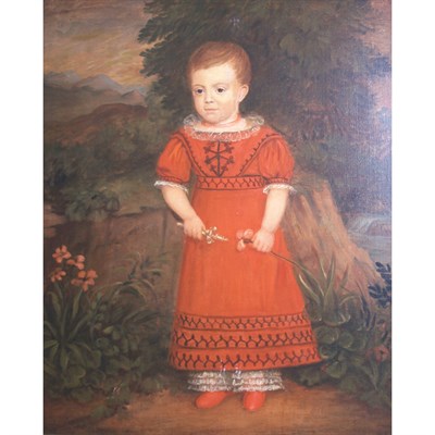 Lot 6 - American School Child in a Red Dress Holding a...