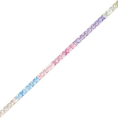 Lot 145 - Platinum and Multicolored Sapphire Straightline Bracelet