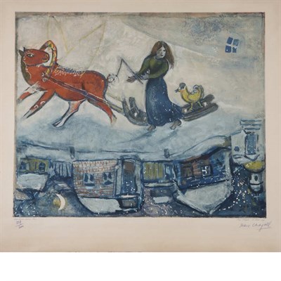 Lot 396 - After Marc Chagall LE CHEVAL ROUGE Color...