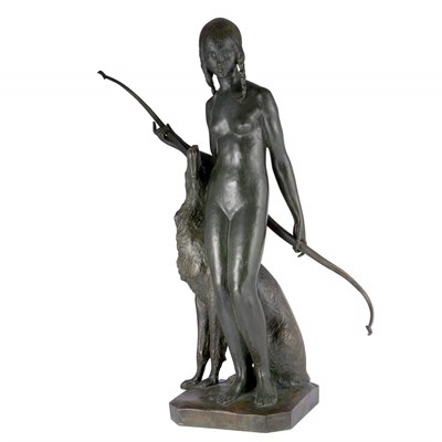 Lot 331 - Art Deco Verdigris Patinated-Bronze Figural...