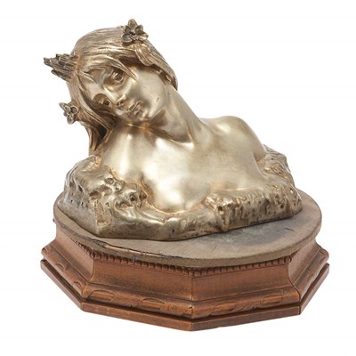 Lot 340 - French Art Nouveau Silvered Bronze Bust of a...