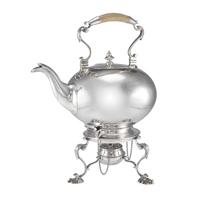 Lot 344 - George III Silver Teapot on an Associated...