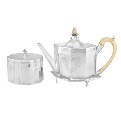 Lot 338 - George III Silver Teapot on Stand Marker's...