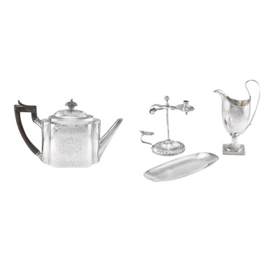 Lot 340 - George III Silver Teapot James Darquits,...