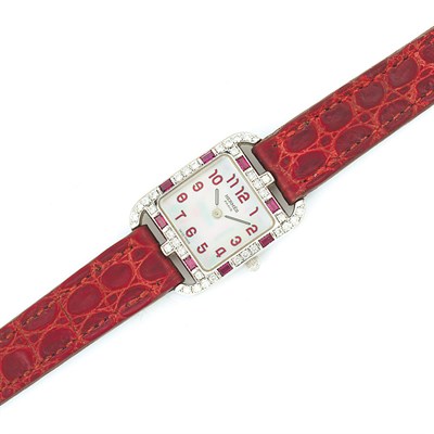 Lot 105 - White Gold, Diamond and Ruby Wristwatch, Hermes