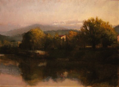 Lot 6 - American School 20th Century Autumn Sunset,...