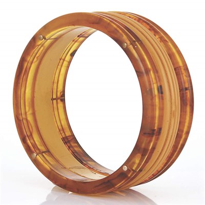 Lot 17 - Layered Bakelite and Celluloid Cuff Bangle Bracelet