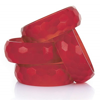 Lot 2 - Four Translucent Red Celluloid Bangle Bracelets