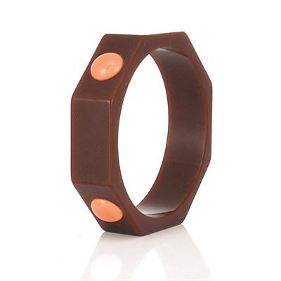 Lot 84 - Eight-Sided Dark Brown and Coral Bakelite Bangle Bracelet