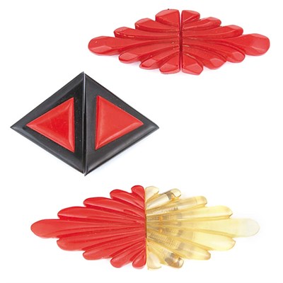 Lot 47 - Three Bakelite and Celluloid Belt Buckles