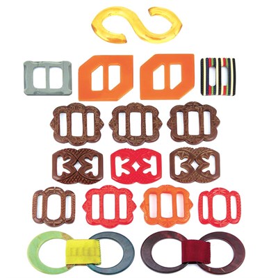 Lot 58 - Group of Bakelite and Celluloid Buckle Attachments