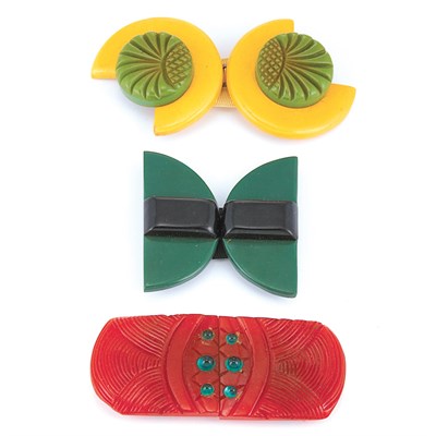 Lot 55 - Three Bakelite Belt Buckles