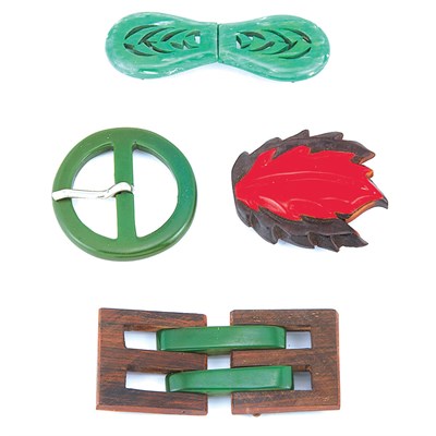 Lot 65 - Four Bakelite and Celluloid Belt Buckles