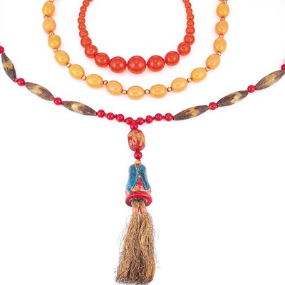 Lot 75 - Three Bakelite and Celluloid Bead Necklaces