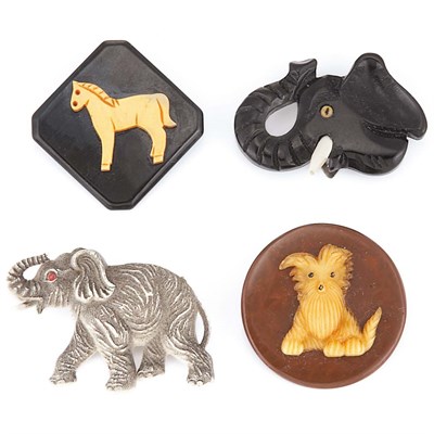 Lot 43 - Four Bakelite and Celluloid Animal Brooches
