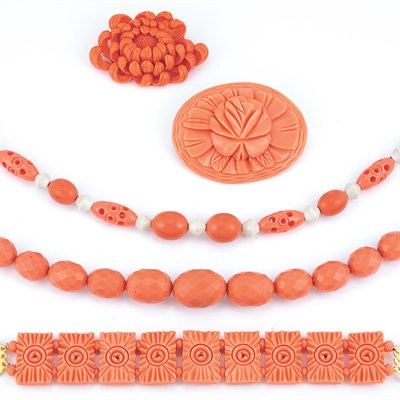 Lot 74 - Group of Faux Coral Acrylic Jewelry