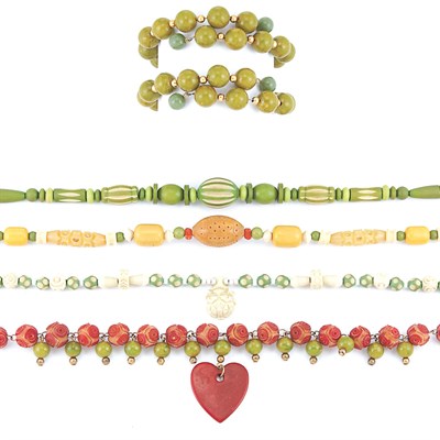 Lot 73 - Four Acrylic Bead Necklaces and Two Bracelets