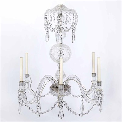 Lot 467 - George III Style Colorless Cut Glass Six-Light...