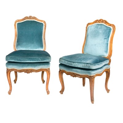 Lot 362 - Pair of Louis XV Style Walnut Children's Chairs