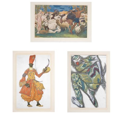 Lot 78 - Bakst [BALLET STUDIES] Fourteen framed color...