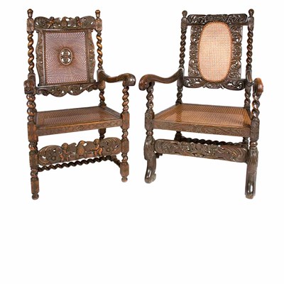 Lot 430 - Two Renaissance Style Armchairs Comprising a...
