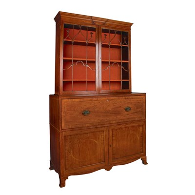 Lot 375 - George III Satinwood Bureau Bookcase Late 18th...