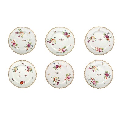 Lot 439 - Set of Six Chelsea Porcelain Plates Gold...