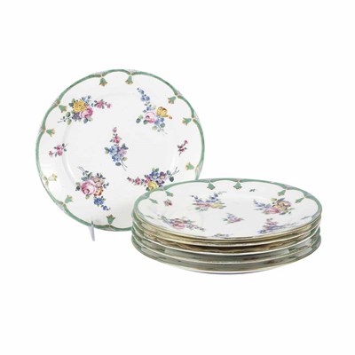 Lot 366 - Set of Six Sevres Porcelain Plates 18th...