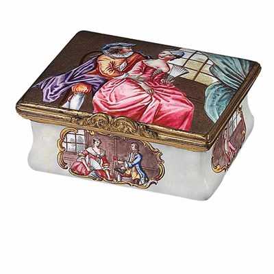Lot 399 - Battersea Gilt-Bronze Mounted Enamel Patch box...