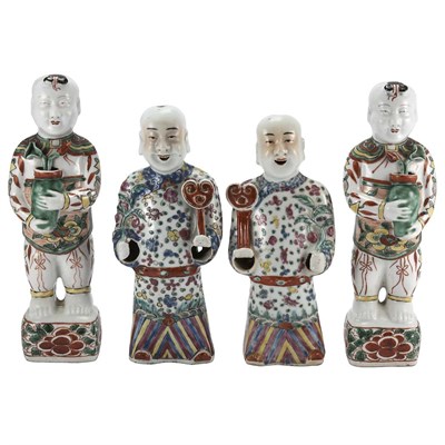 Lot 131 - Two Pairs of Chinese Glazed Porcelain Figures...