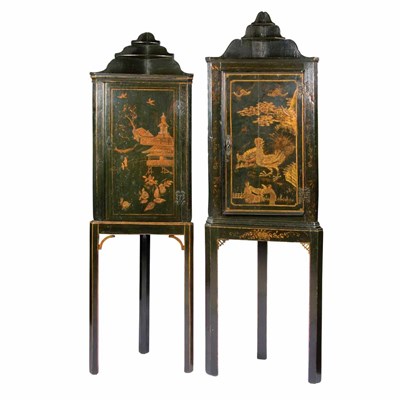Lot 548 - Pair of George III Japanned Corner Cabinets on...