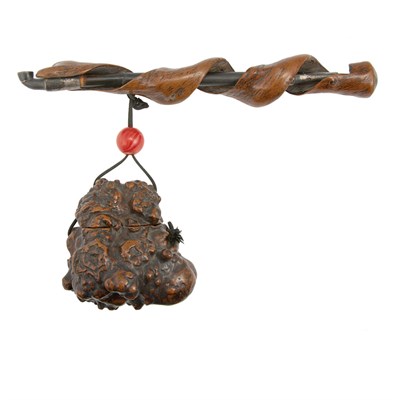 Lot 14 - Japanese Pipe Holder and Tobacco Pouch 19th...