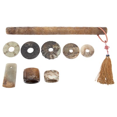 Lot 270 - Group of Nine Chinese Jade Articles 19th/20th...