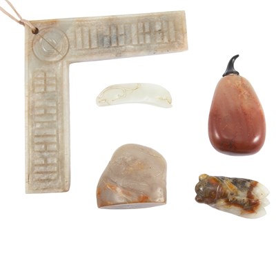 Lot 271 - Group of Five Chinese Jade Articles 19th/20th...