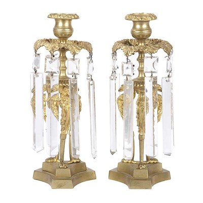 Lot 597 - Pair of William IV Gilt-Bronze Candlesticks...