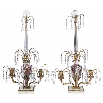 Lot 565 - Pair of Regency Gilt-Bronze Mounted Cut Glass...