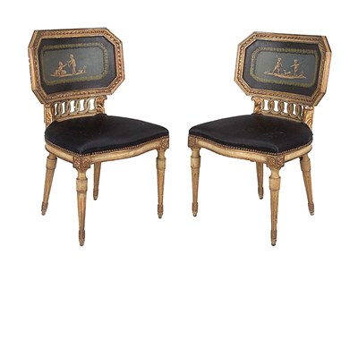 Lot 459 - Pair of Italian Neoclassical Style Side Chairs...
