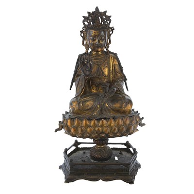 Lot 352 - Chinese Seated Gilt-Bronze Avalokitesvara Ming...