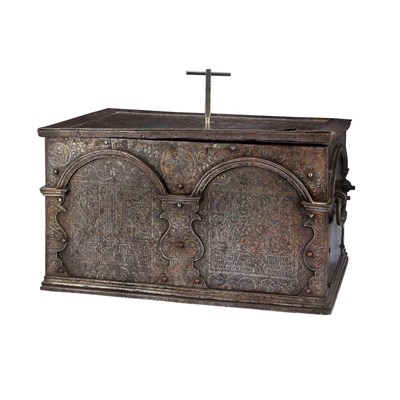 Lot 128 - German Baroque Steel Strongbox Late 16th...