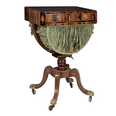 Lot 587 - Regency Rosewood and Calamander Sewing Table...