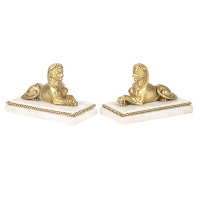 Lot 423 - Pair of Louis XVI Style Gilt-Bronze Sphinxes...