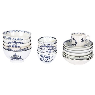 Lot 240 - Group of Worcester Blue and White Porcelain...