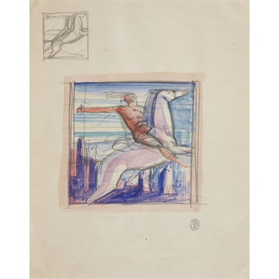 Lot 238 - Rockwell Kent American, 1882-1971 Equestrian...