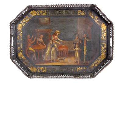 Lot 602 - Victorian Tole Painted Tray Mid 19th century...