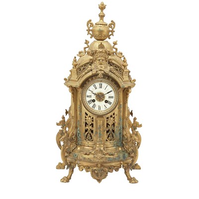 Lot 290 - Renaissance Revival Brass Mantel Clock 19th...