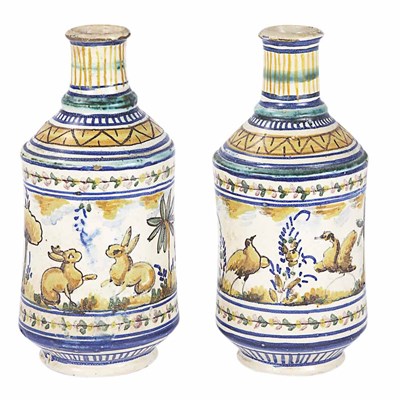 Lot 168 - Pair of Italian Maiolica Bottles 19th Century...
